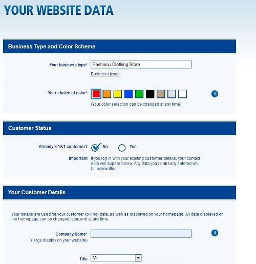 1 and 1 Hosting Site Info